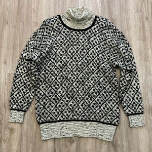 Vintage Sweater Turtleneck Liz Claiborne Knit Geometric Pattern Women Size Large